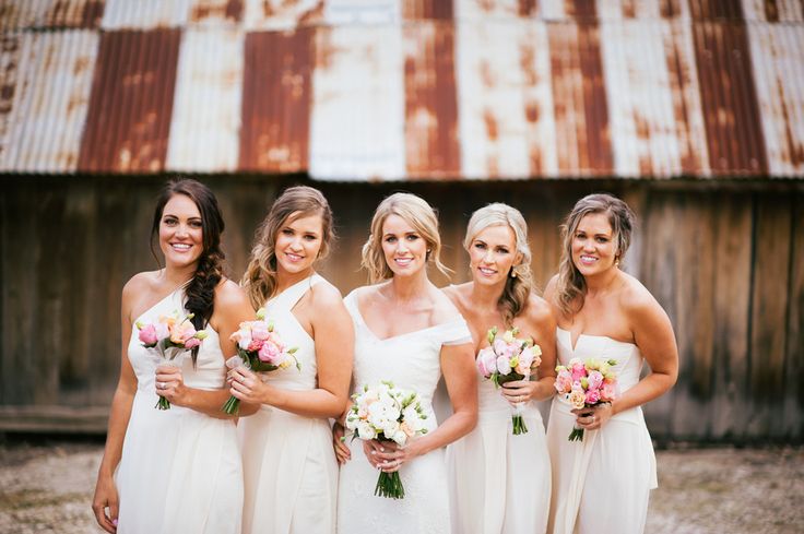 white bridesmaids dresses. A romantic, farmhouse wedding in Australia. Images by Gold Hat Photography
